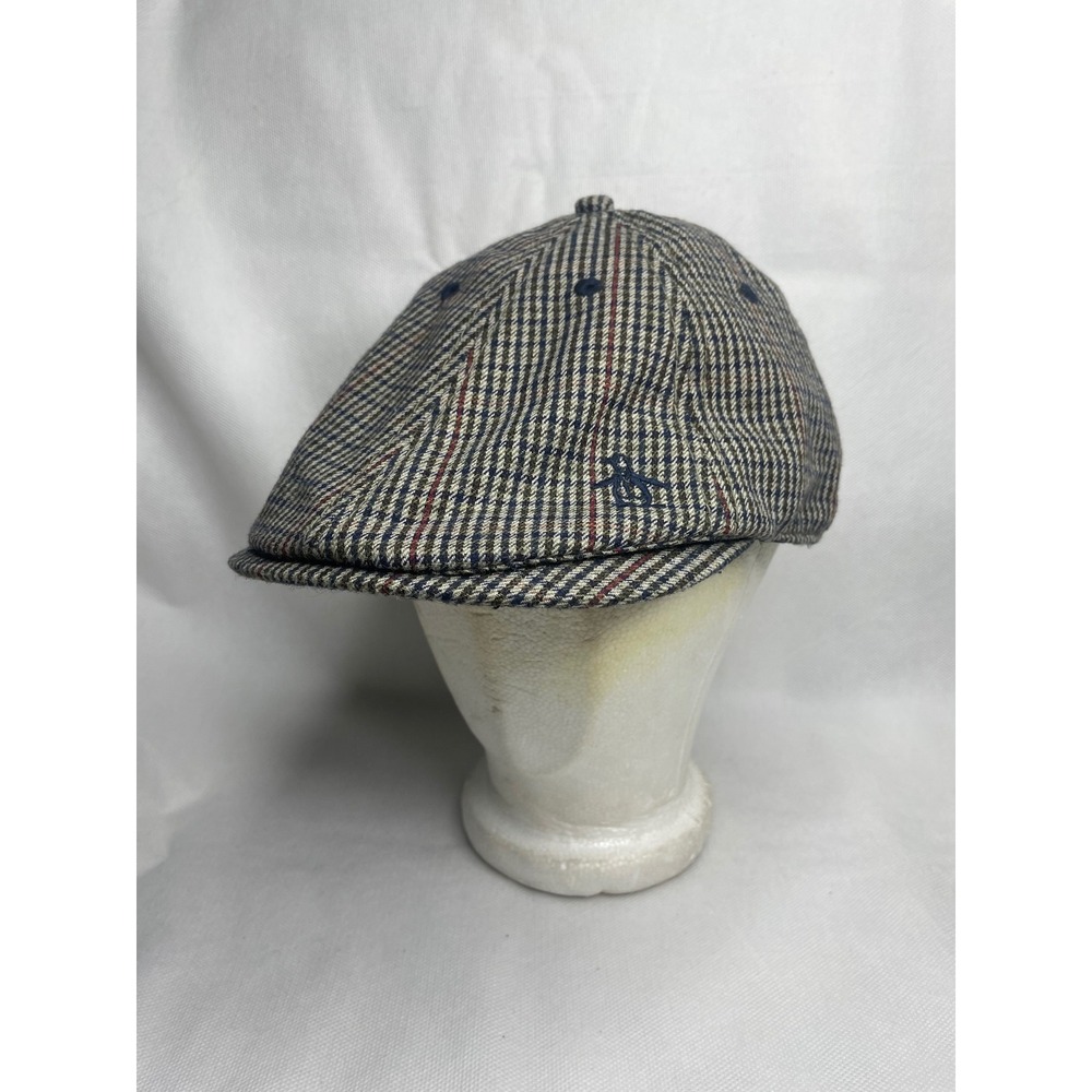 Vintage Original Penguin Munsingwear Plaid Cabbie Cap Size L/XL Wool Herringbone